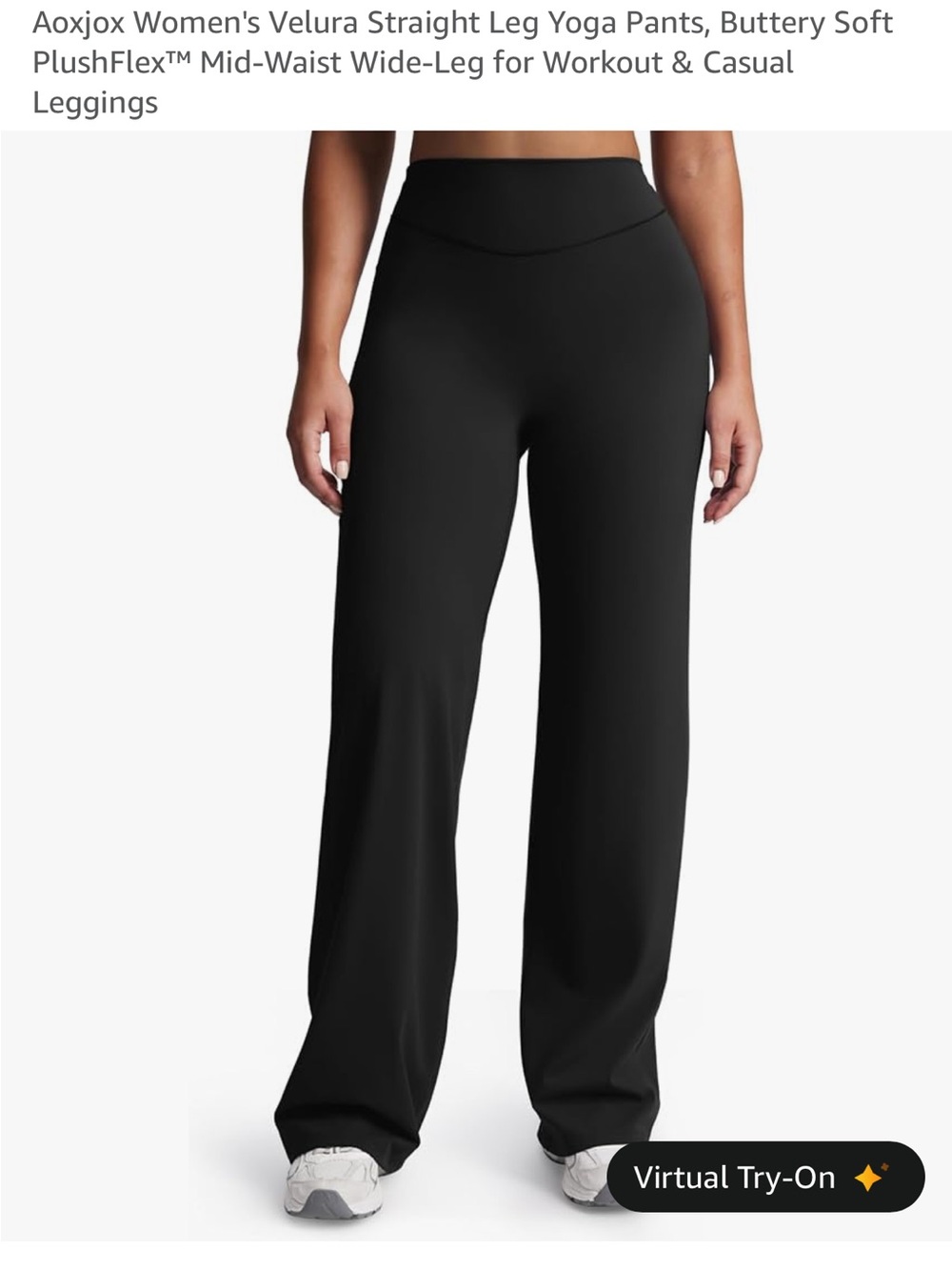 Aoxjox Women's Velura Black Wide-Leg Yoga Pants, tall 35 inch inseam